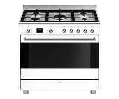 Smeg 90cm White Cooker With Gas Hob - SSA91MAWH2